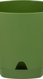 Горшок пласт Амстердам 0,65л оливковый с поддоном d110мм (Пластик Репаблик) - Сезон у Дачи