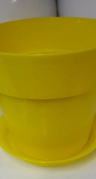 Горшок пласт Протея 0,7 л  d11,5 h10 желтый с поддоном Ливингрин - Сезон у Дачи