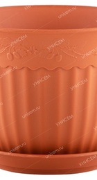 Горшок пласт Дубок 0,6л коричневый с поддоном - Сезон у Дачи