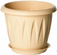 Горшок пласт Алиция 0,6л 120мм белая глина с поддоном (М-пластика) - Сезон у Дачи