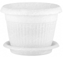Горшок пласт Ливия 0,6л 120мм мраморный с поддоном - Сезон у Дачи