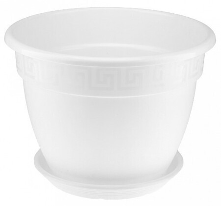 Горшок пласт АНТИК 16,6л D36 белый с поддоном (5пласт) - Сезон у Дачи