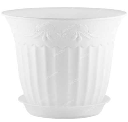 Горшок пласт Дубок 1,2л белый с поддоном - Сезон у Дачи