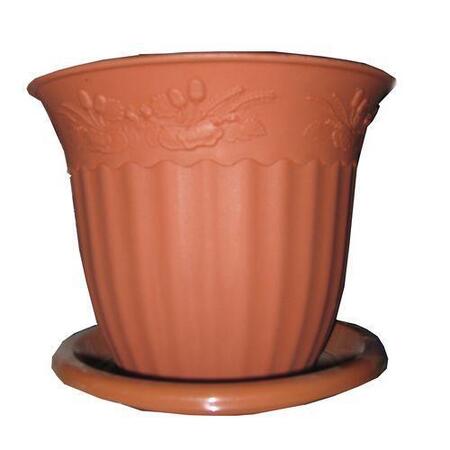 Горшок Дубок 5л коричневый с поддоном (Интехпром-2) - Сезон у Дачи