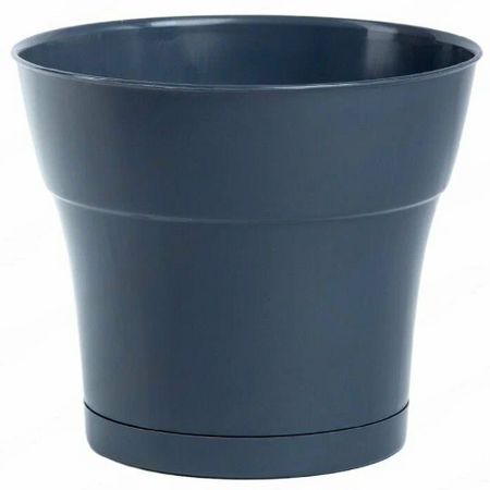 Горшок пласт Тоскана 1,45л D15 антрацит с поддоном (5пласт) - Сезон у Дачи
