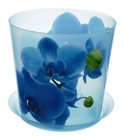 Кашпо пласт ДЕКО 2,4л Орхидея Голубая с подставкой (М-пластика) - Сезон у Дачи