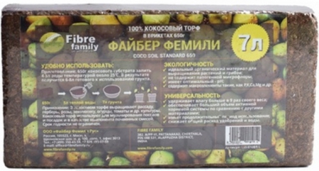 Кокосовый брикет 650гр. Файбер Фемили (7-8л) - Сезон у Дачи