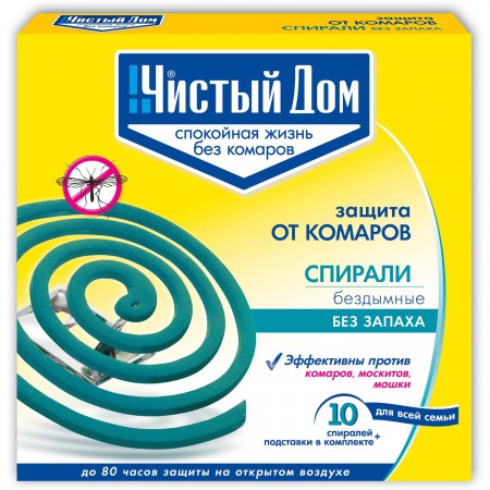 Спирали от комар ЧИСТЫЙ ДОМ зеленые 10шт - Сезон у Дачи